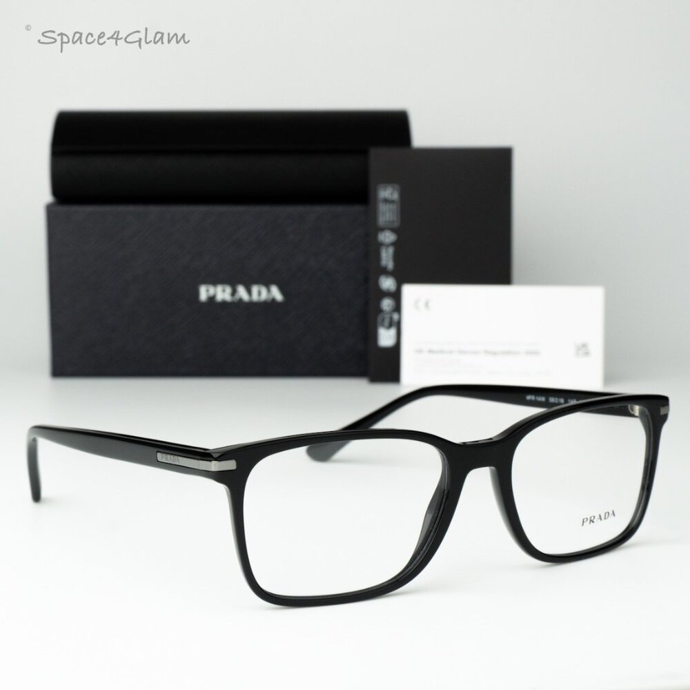 Prada Women Eyeglasses Black Demo Square PR14WV 1AB1O1 BRAND NEW